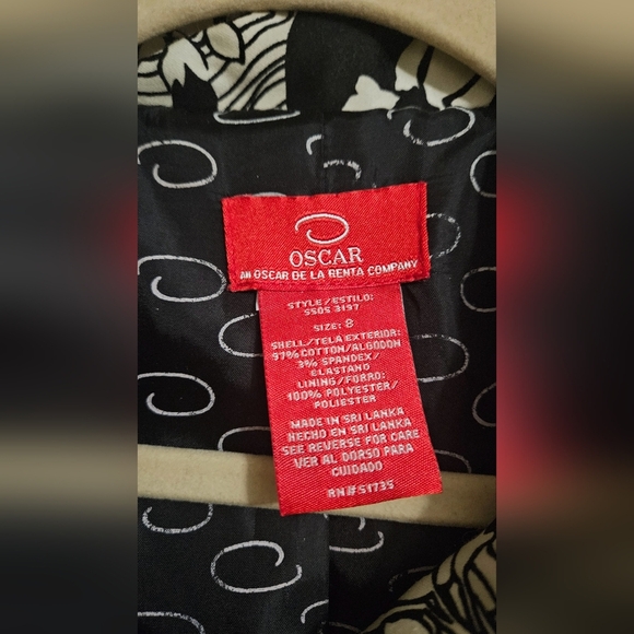 OSCAR By Osacr de la Renta vintage black and white floral trench coat. Size 8 - Picture 8 of 10